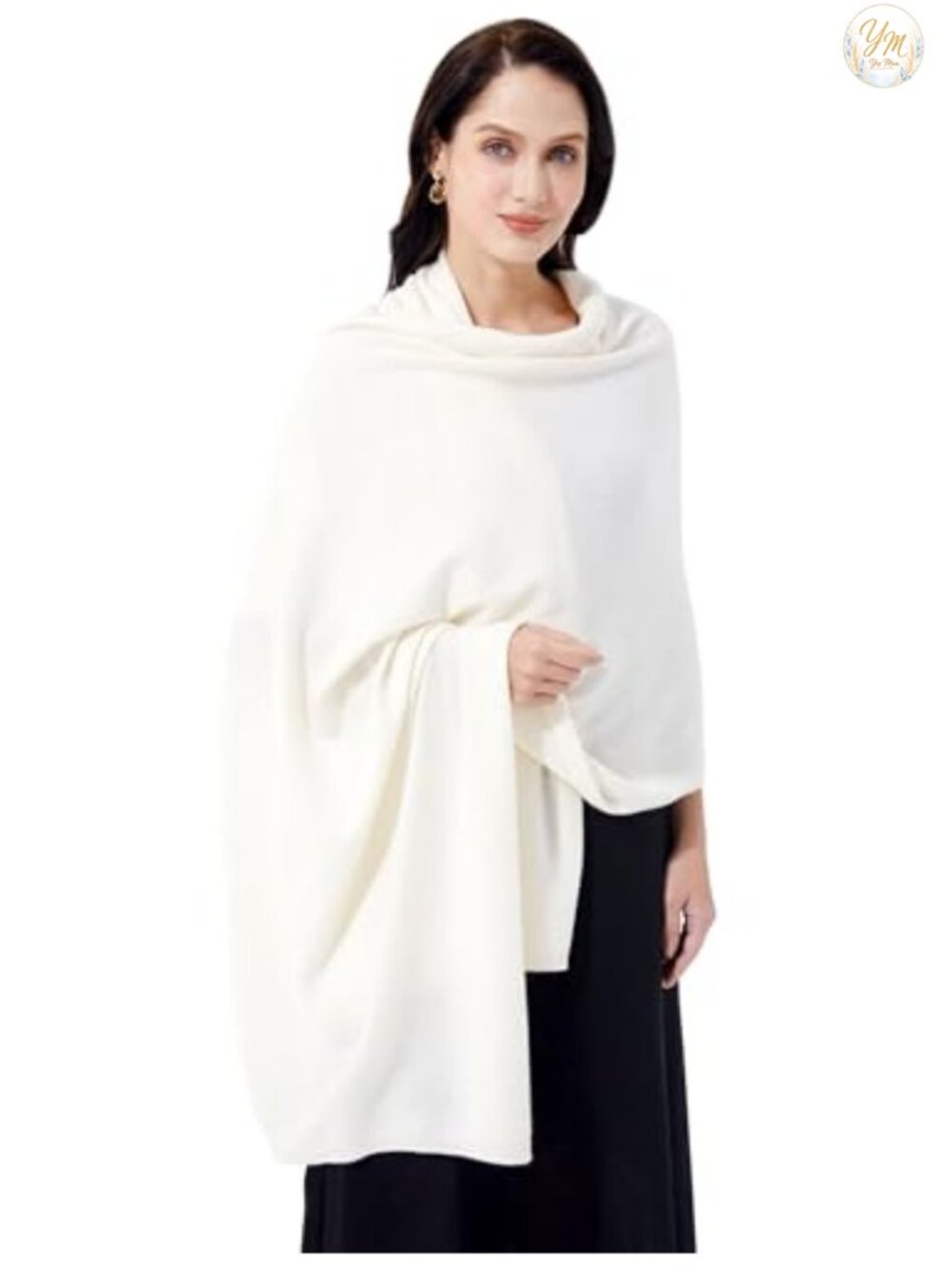 100% Cashmere Wrap Shawl Scarf Knit Travel Extra Large 87x28